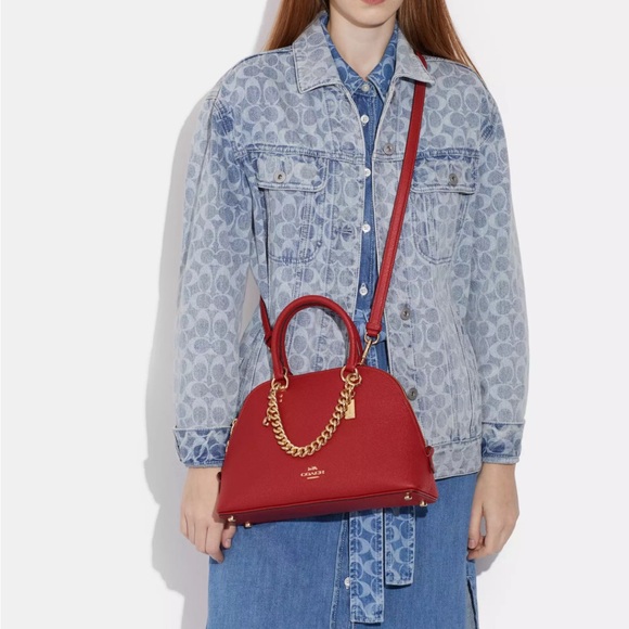 NWT COACH Women's Katy Satchel Crossgrain Leather (Red Apple) Below $398 Retail - Picture 3 of 6